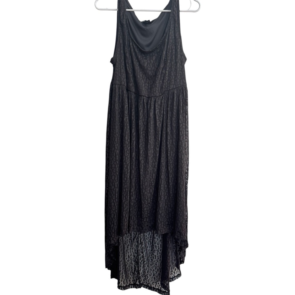 Torrid Leopard Overlay Dress High Low Black Size 2x Sleeveless Midi